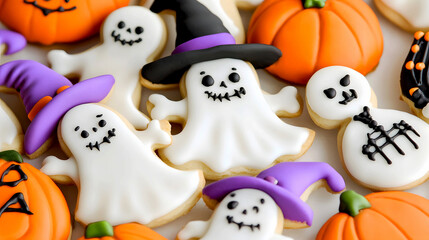 Naklejka premium Festive Halloween Cookies in Fun Shapes