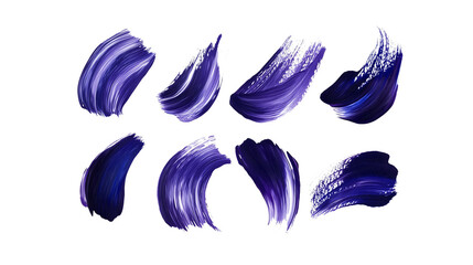  set of dark purple dabbing brushstrokes isolated on transparent background