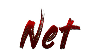 3D blood red word design of Net on white background.	