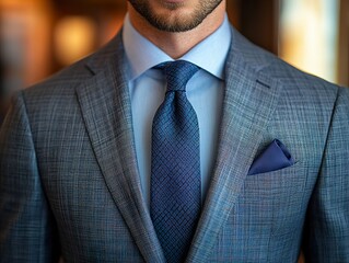 Blue Suit with Navy Tie and Pocket Square - Men's Fashion Inspiration