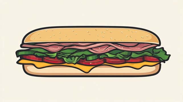 sandwich with meat, cheese, tomatoes, and lettuce