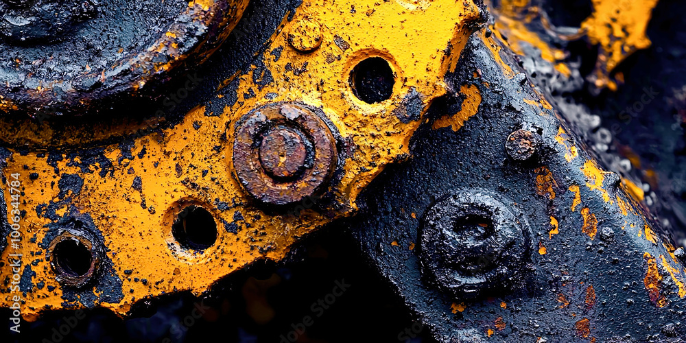 Poster a rusty yellow object with black spots