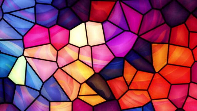 Beautiful and colourful Abstract pattern Motion video background, multi colour stained glass window background, High quality 