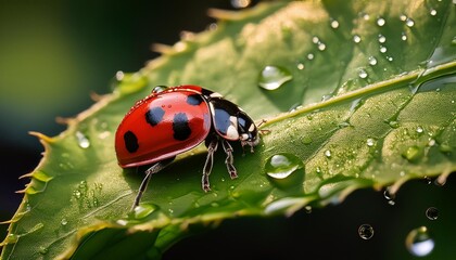 Fototapeta premium ladybug on leaf