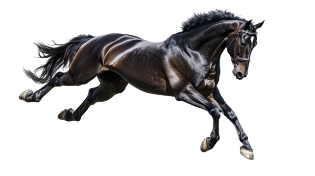 Horse jumpig isolated on transparent or white background