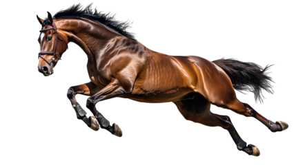 Horse jumpig isolated on transparent or white background