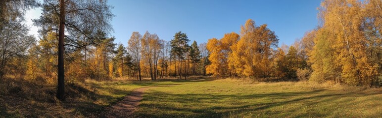 Fototapeta premium Autumn landscape with a sense of solitary tranquility