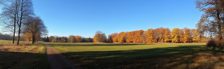 Landscapes in autumn: an idyllic sunset panorama