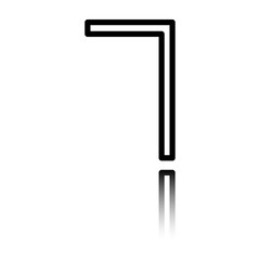 Number seven, numeral simple icon vector. Flat design. Black icon with mirror reflection. White background