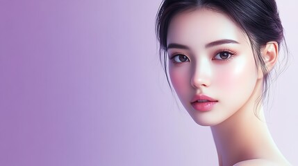 Fototapeta premium Asian young woman with creative make - up, Chinese new year concept.