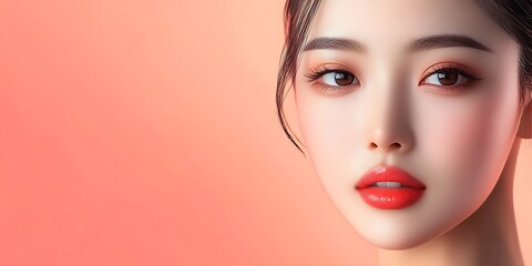 Asian young woman with creative make - up, Chinese new year concept.