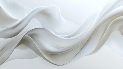 Obraz premium Light abstract waves over a white background, soft curves creating movement in minimal design.