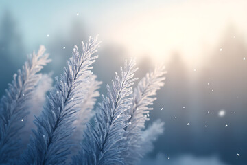 Minimalist Christmas background with soft shades, fine details that convey the essence of winter calm