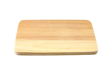 Wooden cutting board on white isolated background, front view. clipping path