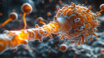 Colorful 3D Illustration of Neuron Network Structure