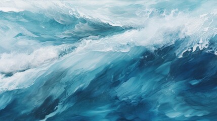 Fototapeta premium Abstract Ocean Waves Texture. Serene Aqua Blue and White Fluid Art Background