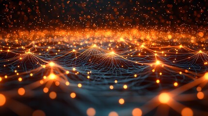 Fototapeta premium Vibrant 3D Neural Network Illustration