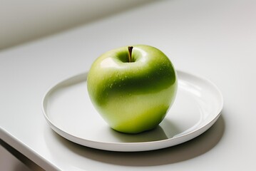 green apple on a plate