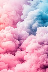 Fototapeta premium This stunning image captures soft clouds of vapor in vibrant pink and blue shades. Ideal for creative projects, backgrounds, and artistic designs.