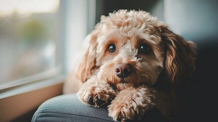 A dog relaxing on sofa