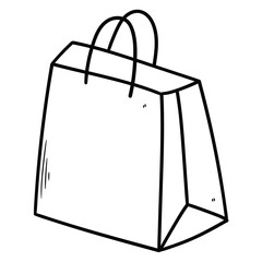 Hand drawn doodle paper shopping bag on white background.