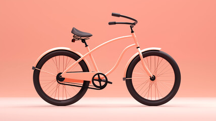 3d illustration of a bicycle on a pastel background. Generative AI