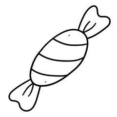 Hand drawn doodle wrapped candy on white background.