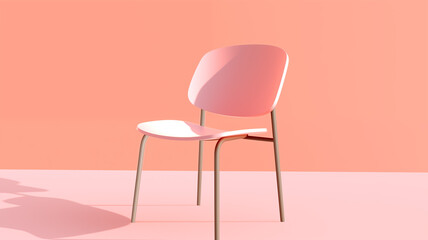 Obraz premium Pink chair on a pink background. Minimalistic design. 3D rendering. Generative AI