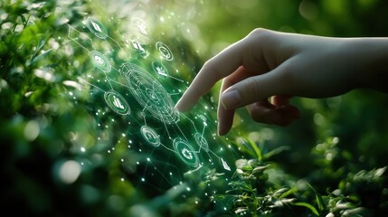 Hand Interacting With Digital Plant Interface