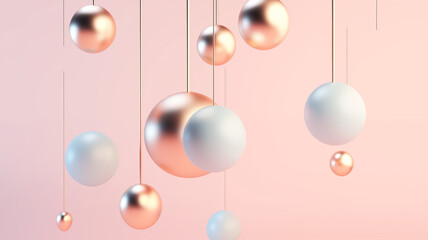 Fototapeta premium 3d rendering of spheres, balls on a light background. 3d illustration. Generative AI