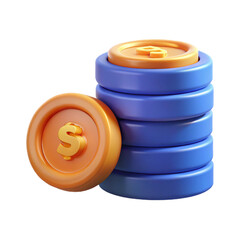 Digital coin stack 3d cartoon style illustration