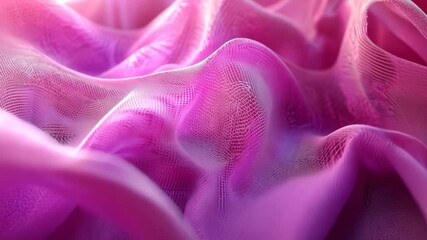 A close-up of pink tulle fabric with a subtle texture, creating soft, flowing waves