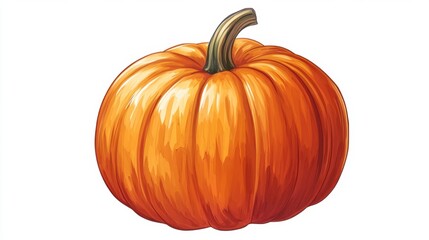 Circular pumpkin illustration isolated on a white background, with vibrant orange tones and detailed carvings.