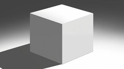 Fototapeta premium 3d rendering of a white cube with shadow on a gray background. Generative AI