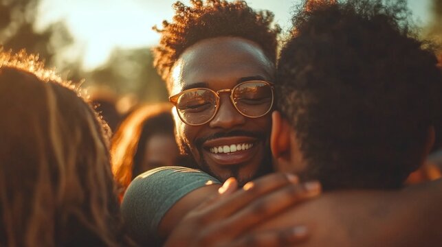 diverse group coming together in solidarity and support at a community gathering, highlighting inclusivity, social bonding, and unity in diversity for a sense of belonging