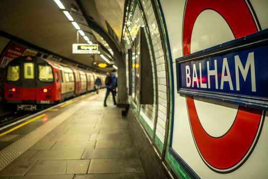 LONDON-  Balham London Underground station platform, an area of south west London