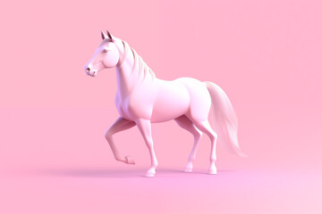 Fototapeta premium Pink horse on a pink background. 3d rendering, 3d illustration. Generative AI