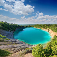 에메랄드 호수에 드문드문 보이는 블루홀, 아름다운 자연2