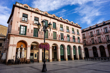 buildings in Lopez de Allue Square, Huesca, Aragon community, Spain