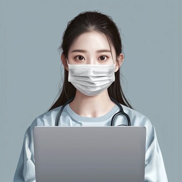 Asian woman work from home during corona virus covid-19 out break use laptop for teleconference with her teamates.