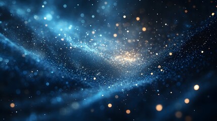 Fototapeta premium Dark blue and glow particle abstract background. 