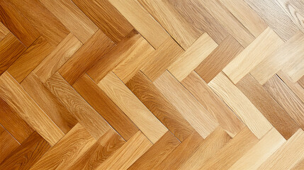 Fototapeta premium Elegant Light Oak Parquet Flooring with Fishbone Pattern