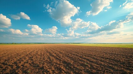 Plowed Field Under a Clear Sky