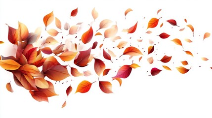 Isolated falling dry autumn leaves as a background