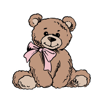 Naklejki Cute teddy bear vector drawing