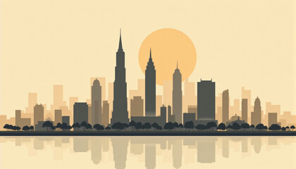 Naklejka premium Art Deco Illustration of Colombo Skyline with Bold Lines and Geometric Elegance 