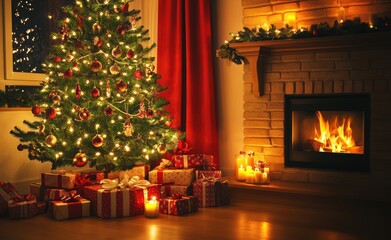 Fototapeta premium Christmas Fireplace.