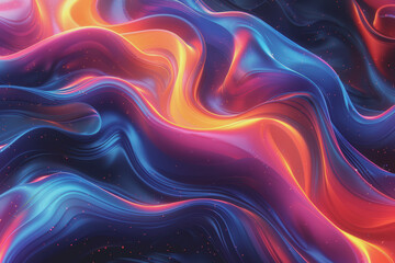 Fototapeta premium Abstract background with multicolored glowing waves on a black background. curve display.