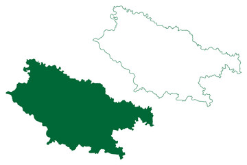 Obraz premium Sultanpur district (Uttar Pradesh State, Republic of India) map vector illustration, scribble sketch Sultanpur map