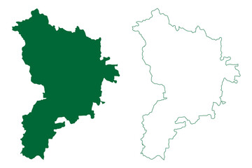 Surajpur district (Chhattisgarh State, division, Republic of India) map vector illustration, scribble sketch Surajpur map